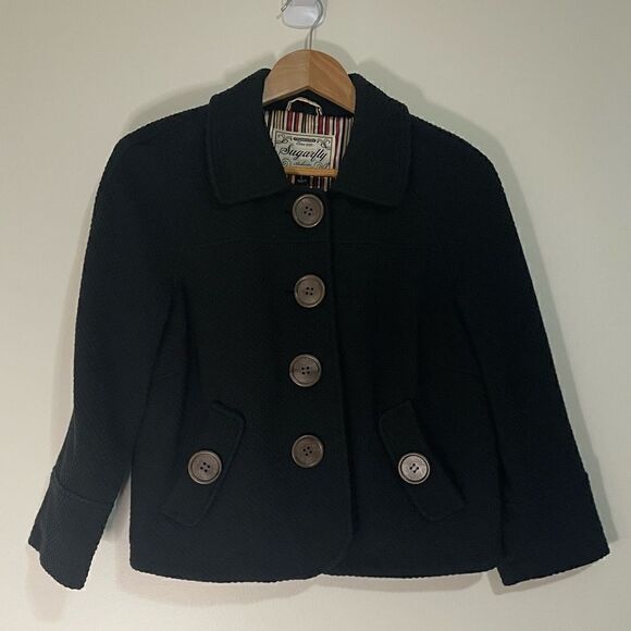 Sugarfly Jacket Women’s Large Casual Black Long Sleeve Button Up Lined - Picture 1 of 5